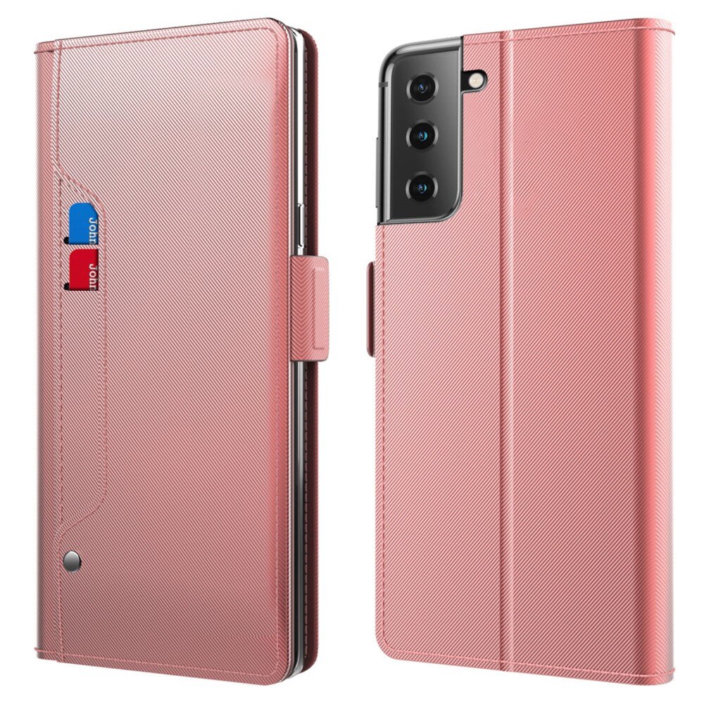 Custodia a portafoglio Specchio Samsung Galaxy S24 rosa dorato
