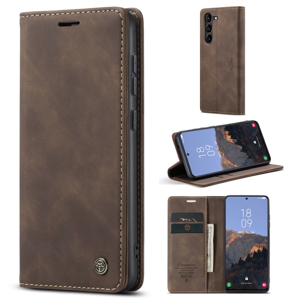 Custodie a portafoglio sottili Samsung Galaxy S23 Plus Marrone