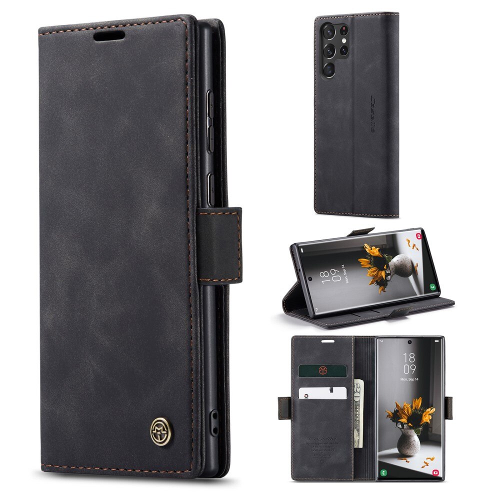 Custodie a portafoglio sottili Samsung Galaxy S23 Ultra Nero