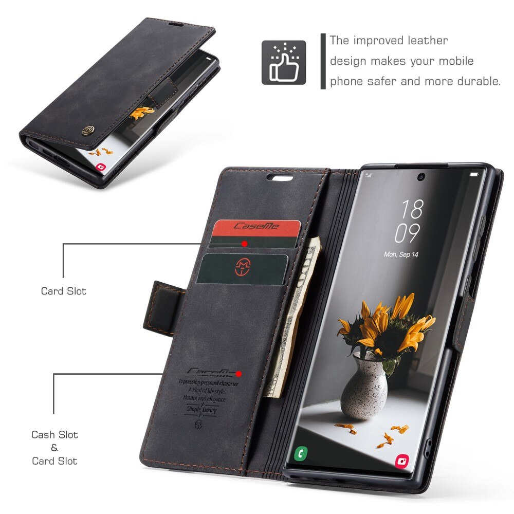 Custodie a portafoglio sottili Samsung Galaxy S23 Ultra Nero