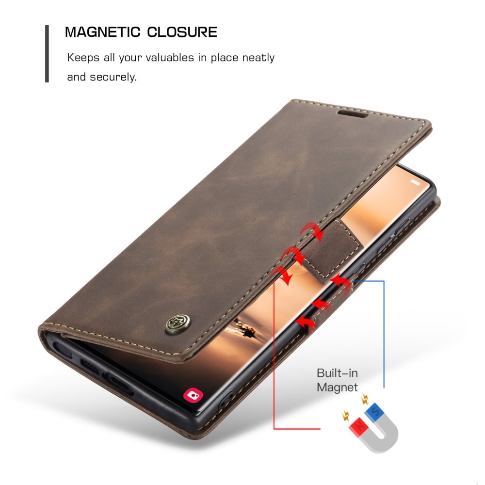 Custodie a portafoglio sottili Samsung Galaxy S23 Ultra marrone