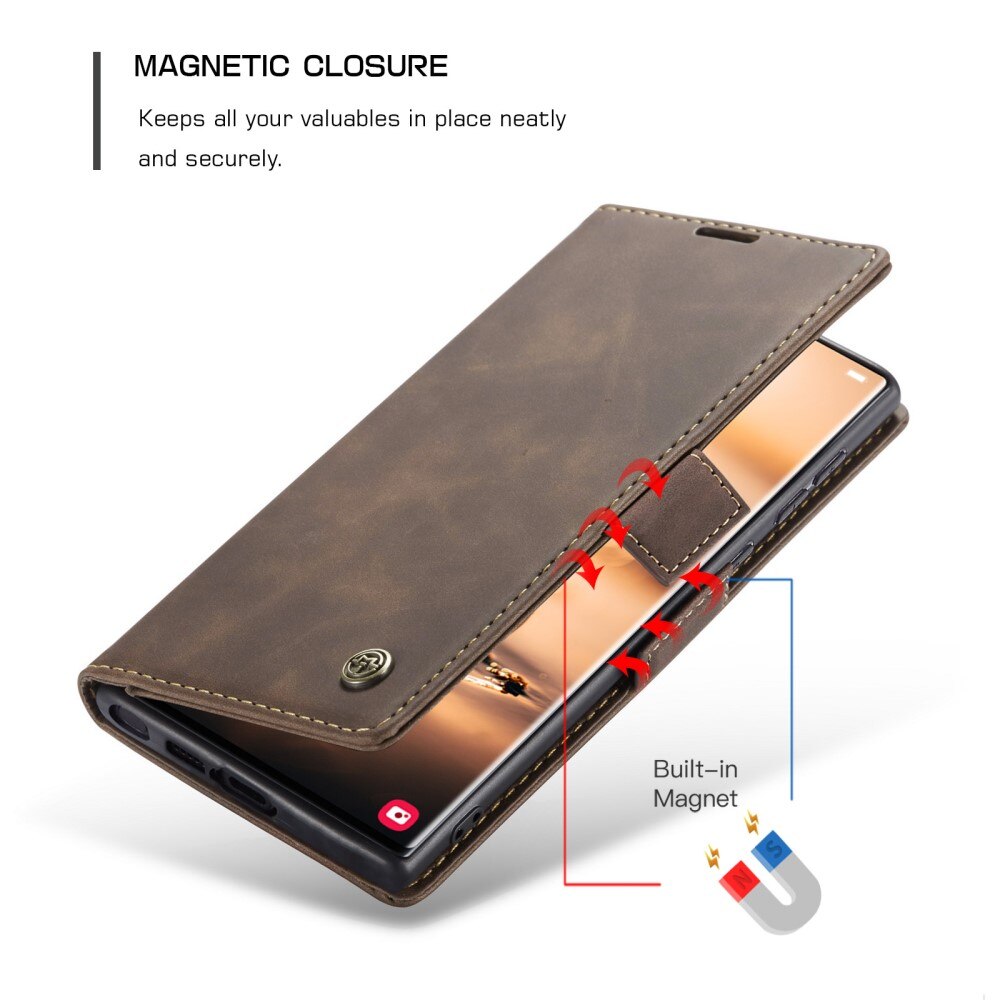 Custodie a portafoglio sottili Samsung Galaxy S23 Ultra Marrone