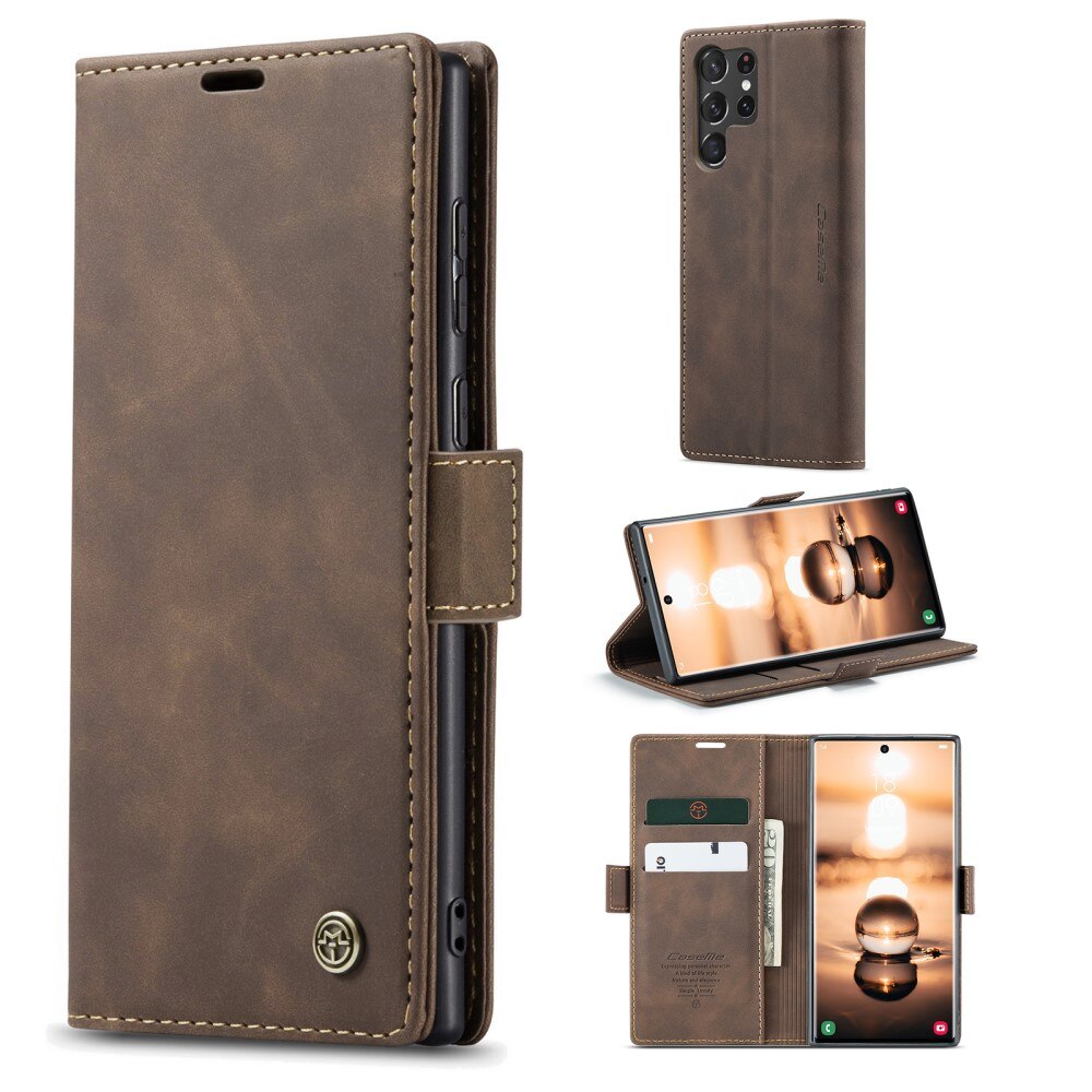 Custodie a portafoglio sottili Samsung Galaxy S23 Ultra Marrone