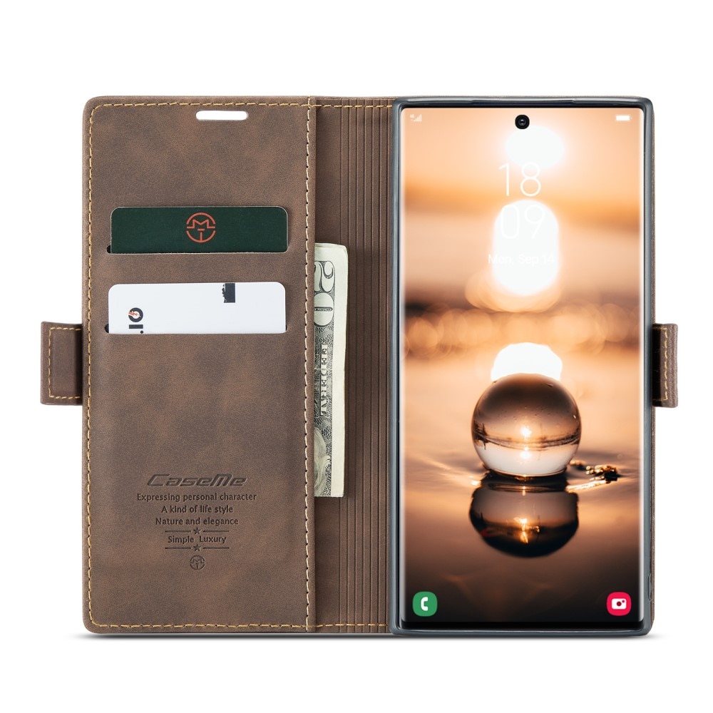 Custodie a portafoglio sottili Samsung Galaxy S23 Ultra Marrone
