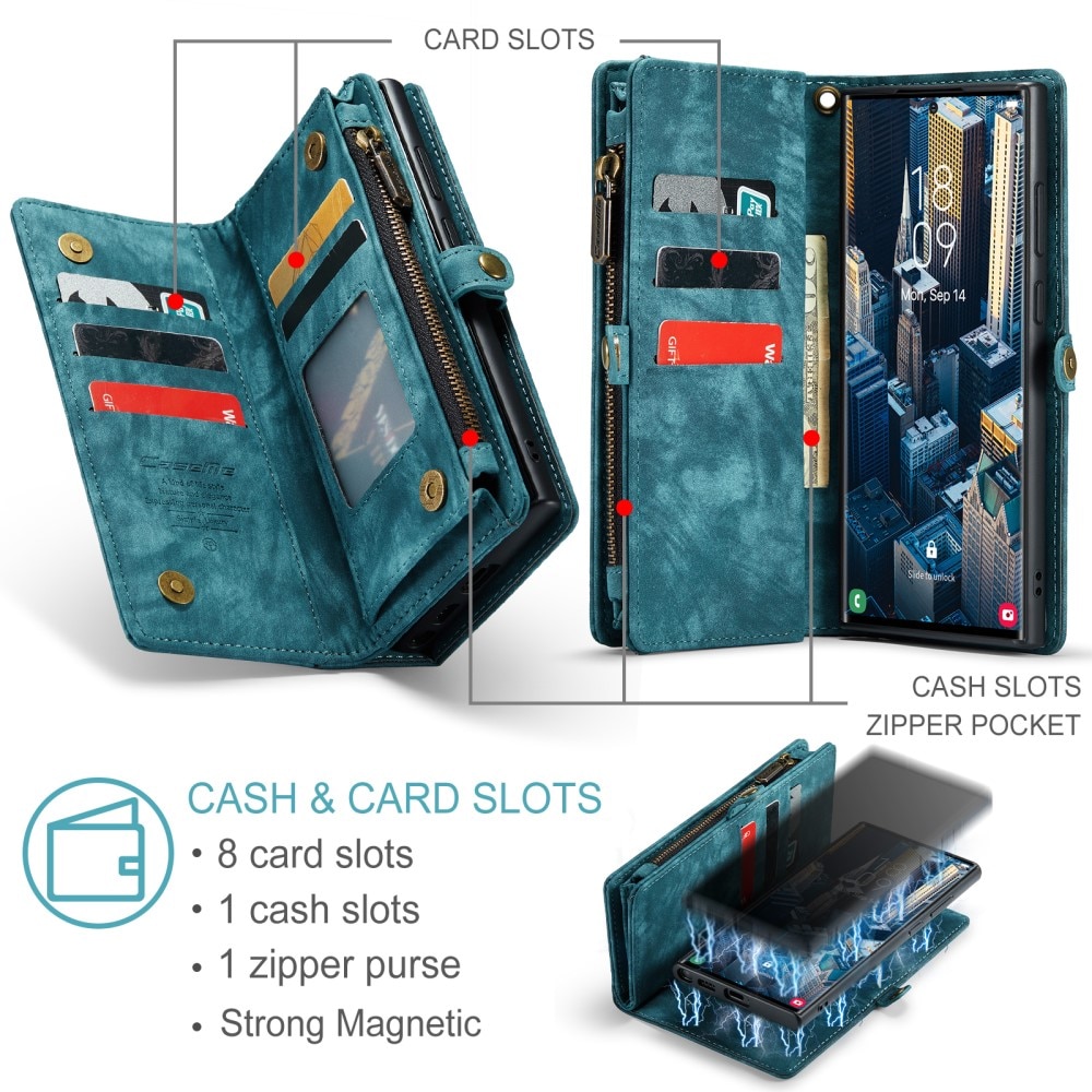 Cover portafoglio Multi-Slot Samsung Galaxy S23 Ultra blu