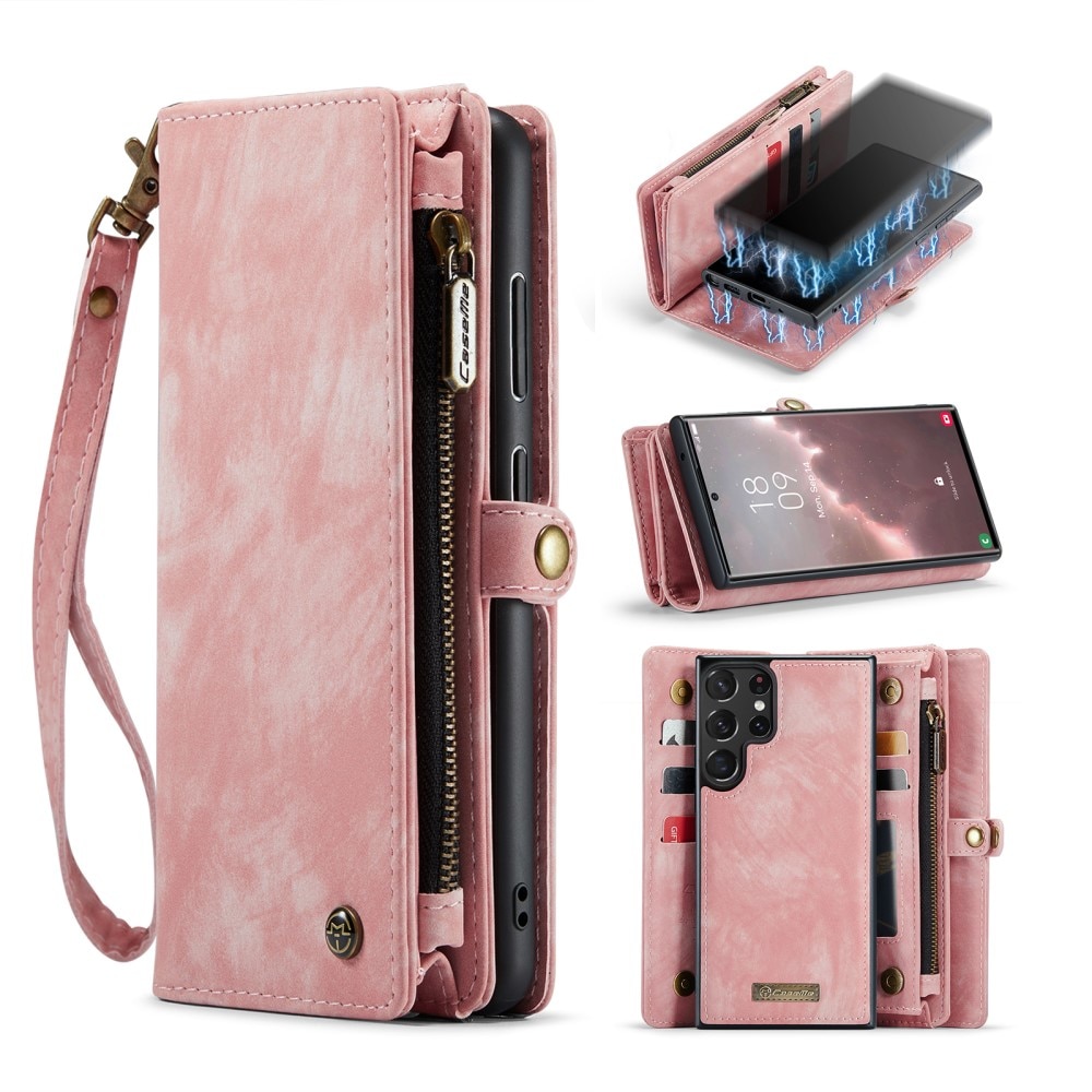 Cover portafoglio Multi-Slot Samsung Galaxy S23 Ultra rosa