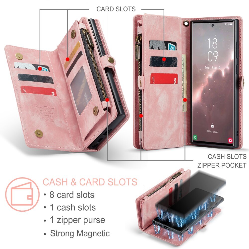 Cover portafoglio Multi-Slot Samsung Galaxy S23 Ultra rosa