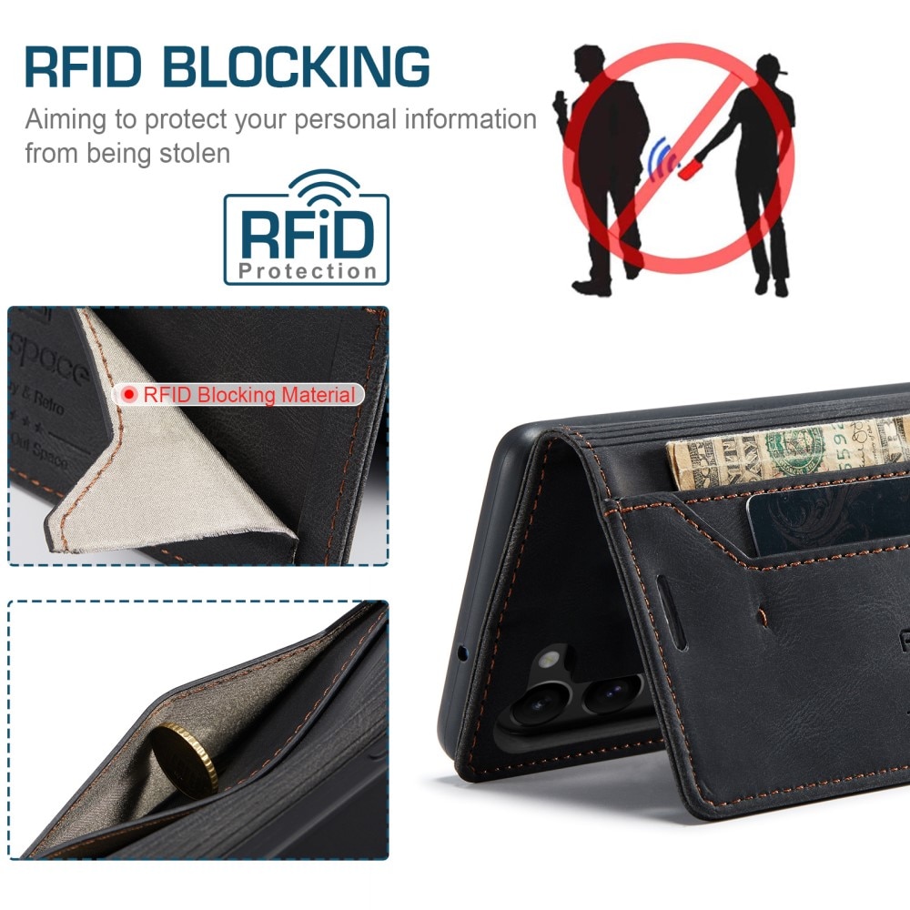 Custodia-portafoglio anti-RFID per Samsung Galaxy S23 Plus nero