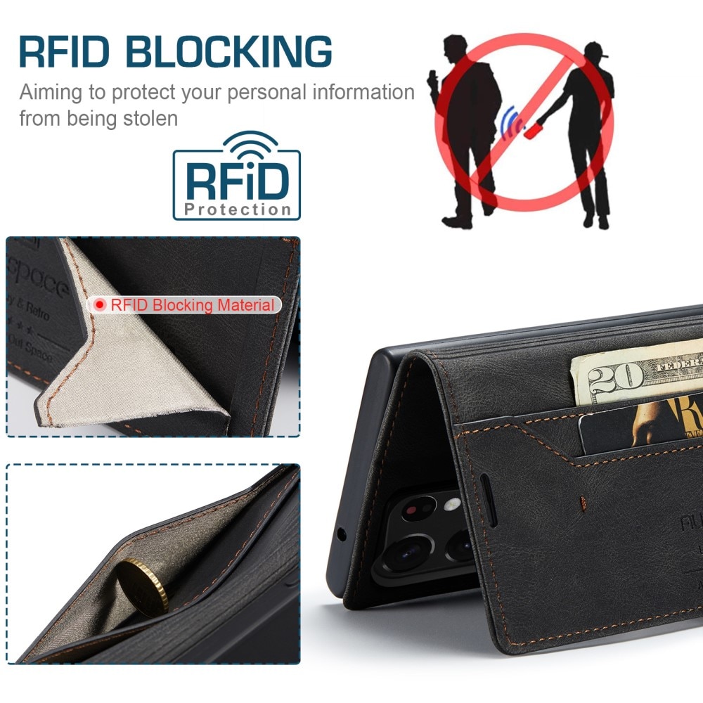 Custodia-portafoglio anti-RFID per Samsung Galaxy S23 Ultra nero