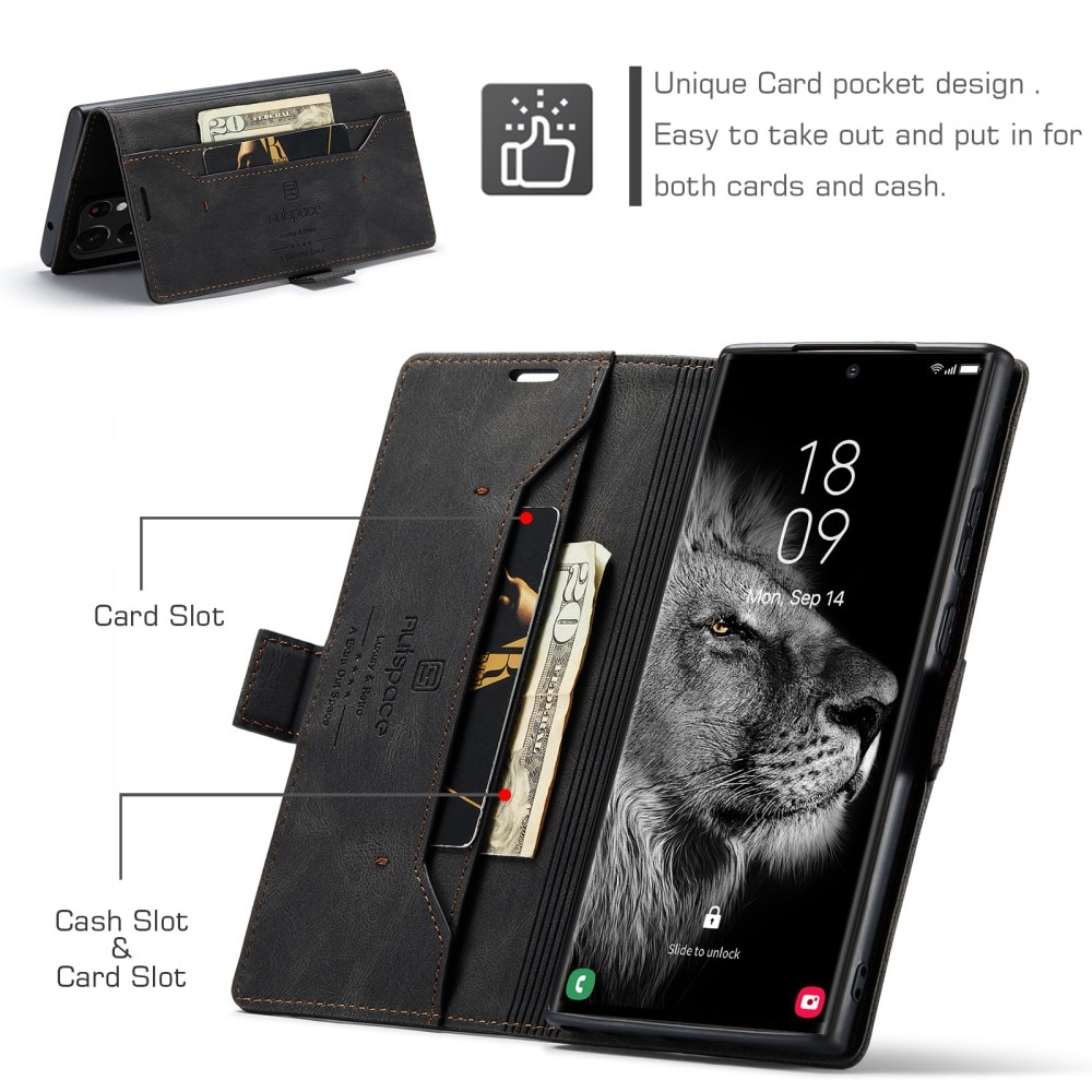 Custodia-portafoglio anti-RFID per Samsung Galaxy S23 Ultra nero