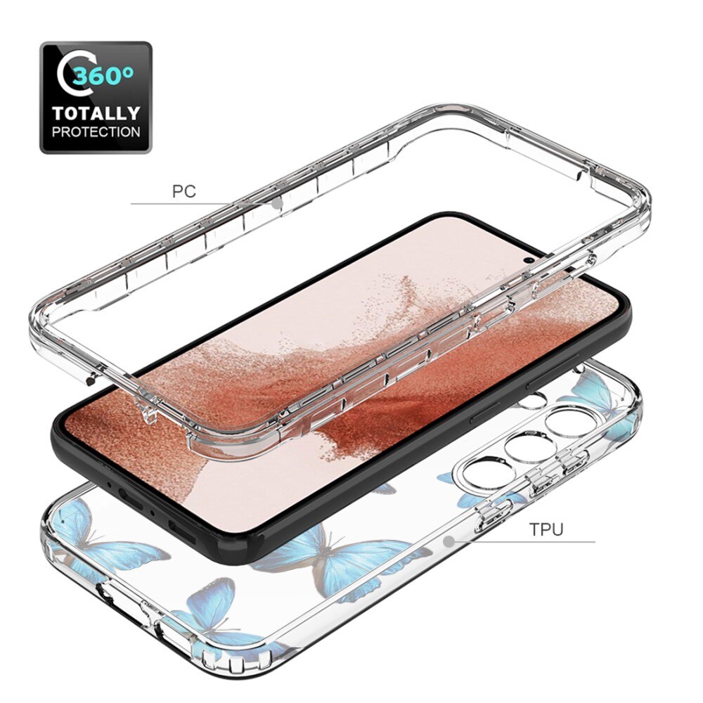 Cover protezione totale Samsung Galaxy S23 farfalle