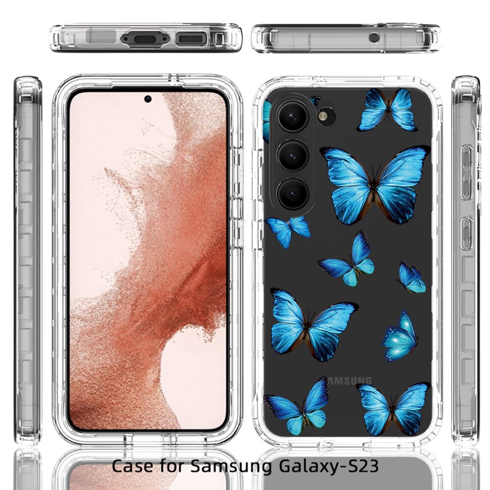 Cover protezione totale Samsung Galaxy S23 farfalle