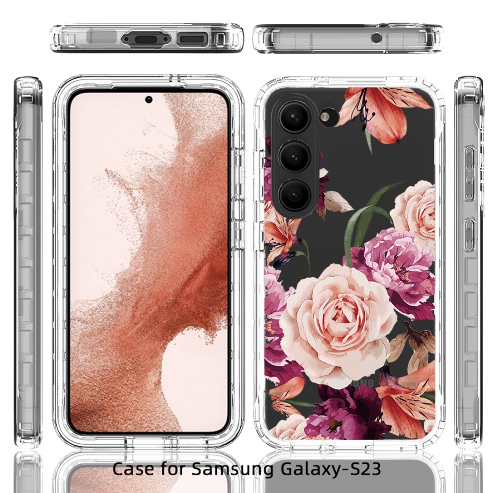 Cover protezione totale Samsung Galaxy S23 fiori