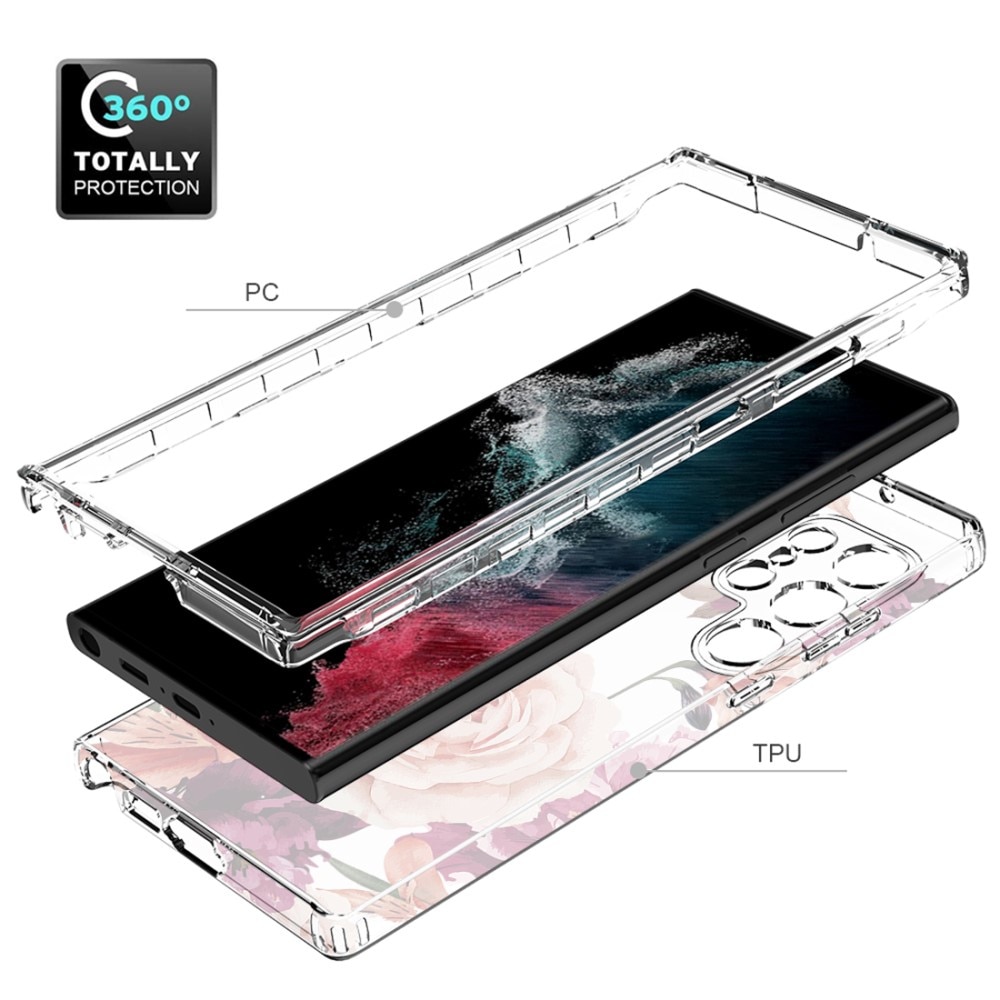 Cover protezione totale Samsung Galaxy S23 Ultra fiori