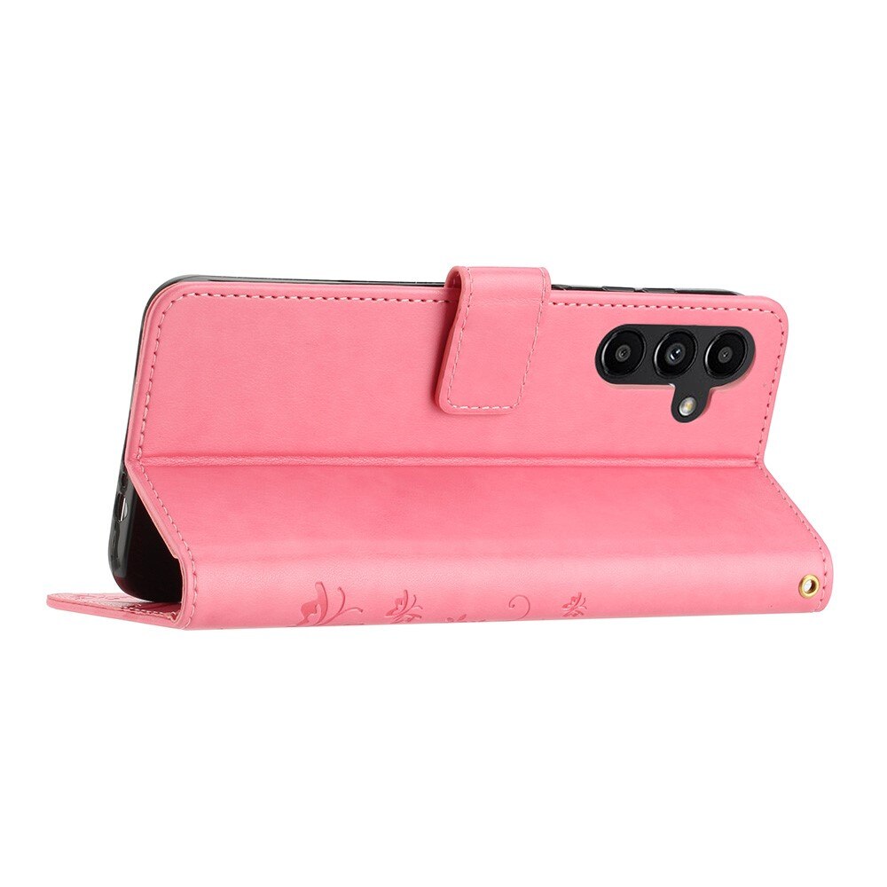 Custodia in pelle a farfalle per Samsung Galaxy A54, Rosa