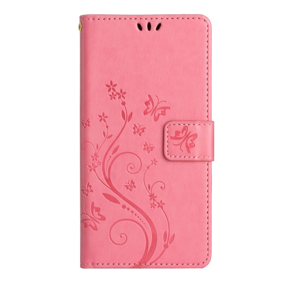 Custodia in pelle a farfalle per Samsung Galaxy A54, Rosa