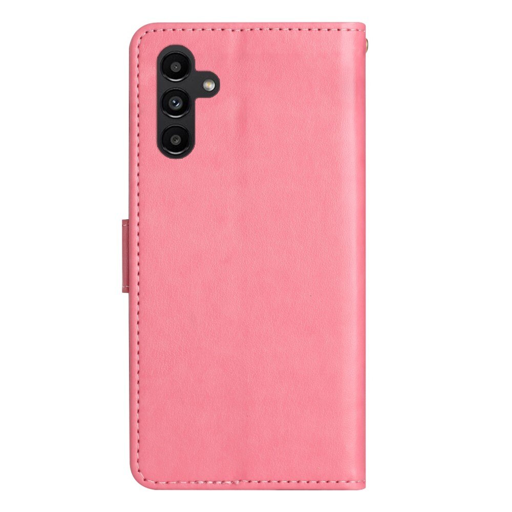 Custodia in pelle a farfalle per Samsung Galaxy A54, rosa