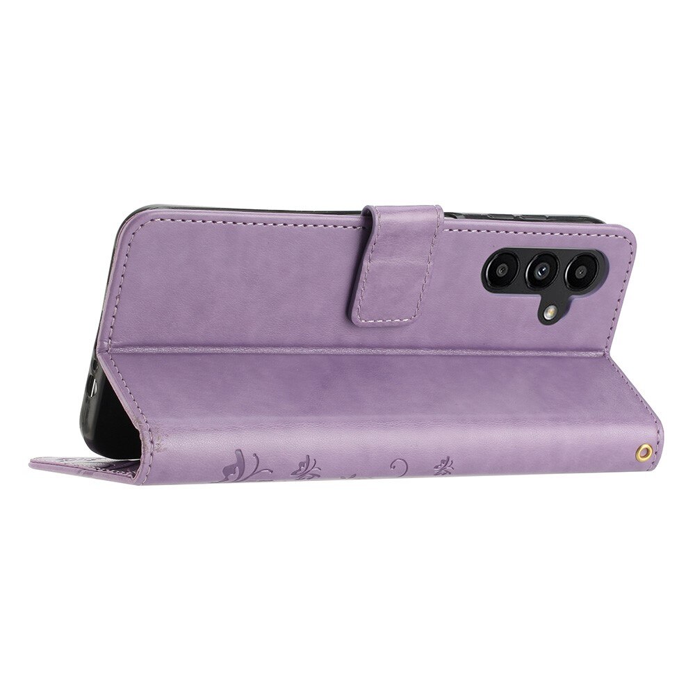 Custodia in pelle a farfalle per Samsung Galaxy A54, viola