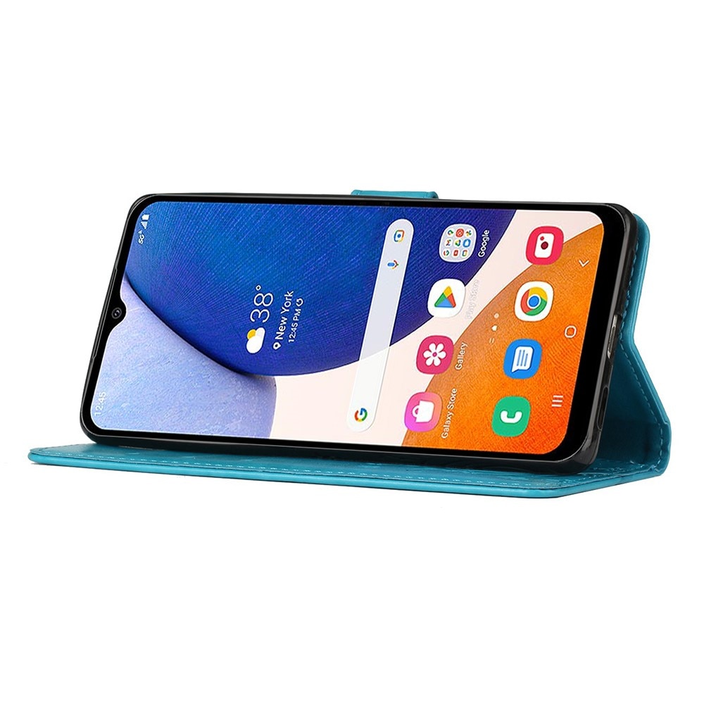Custodia in pelle a farfalle per Samsung Galaxy A54, blu