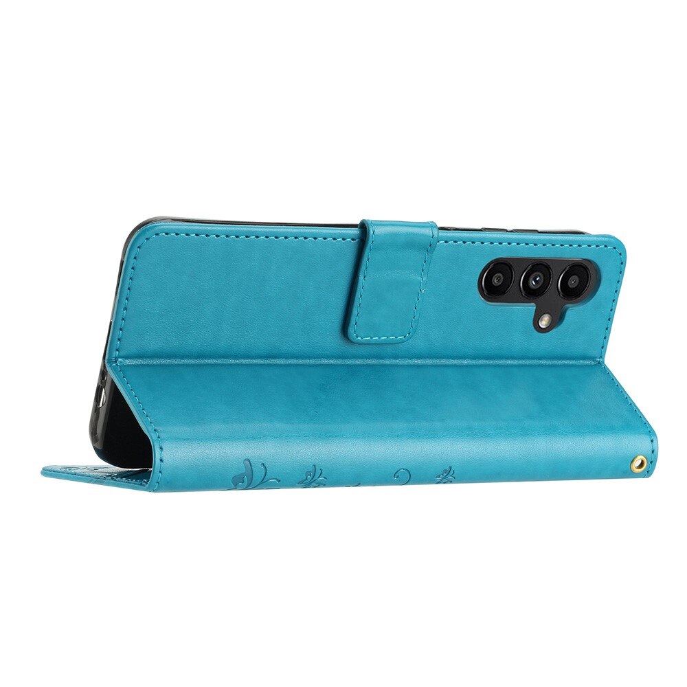 Custodia in pelle a farfalle per Samsung Galaxy A54, Blu