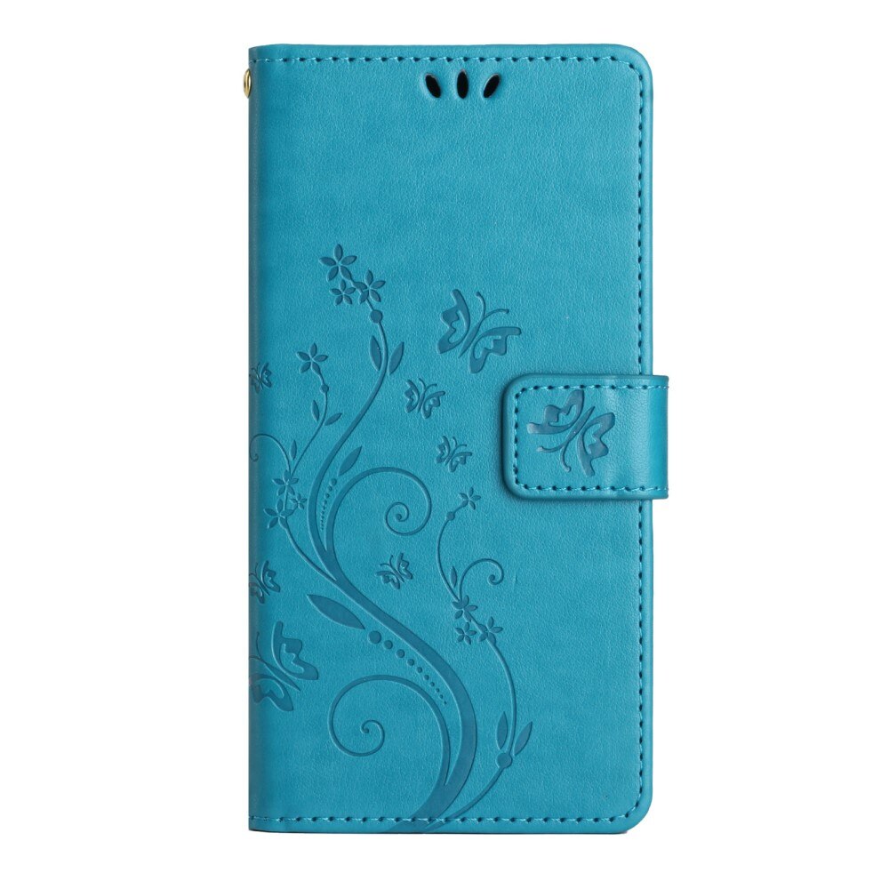 Custodia in pelle a farfalle per Samsung Galaxy A54, Blu
