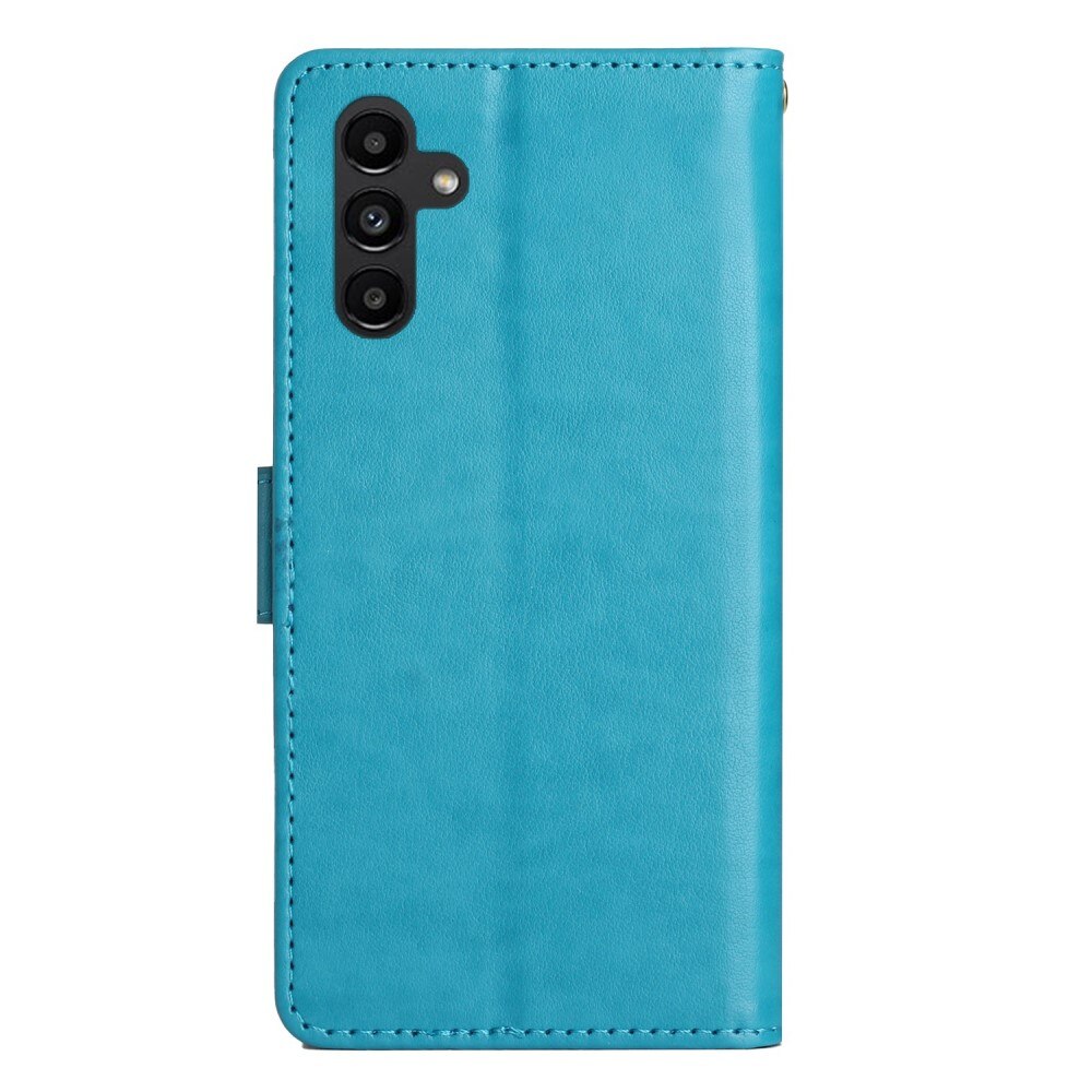 Custodia in pelle a farfalle per Samsung Galaxy A54, blu