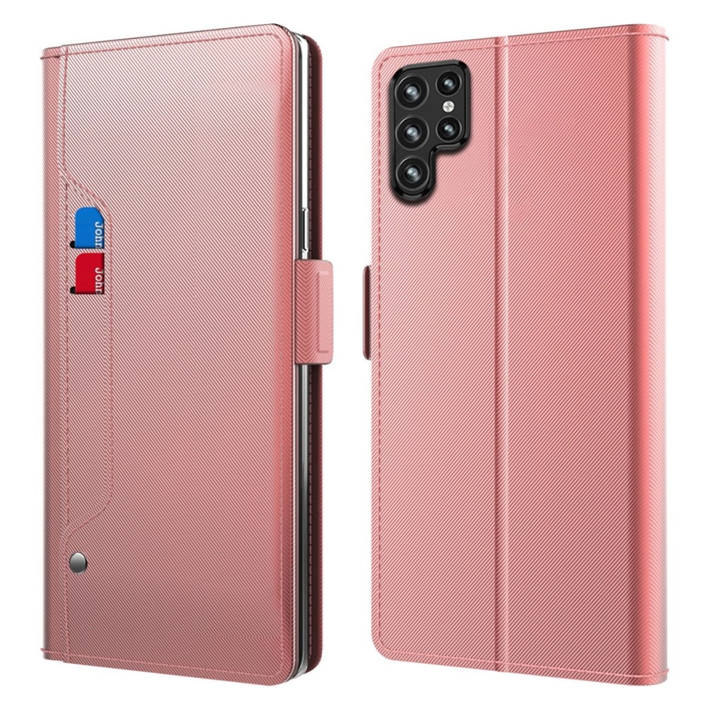 Custodia a portafoglio Specchio Samsung Galaxy S23 Ultra rosa dorato