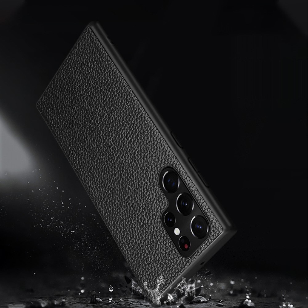 Cover ibride vera Pelle Samsung Galaxy S23 Ultra nero