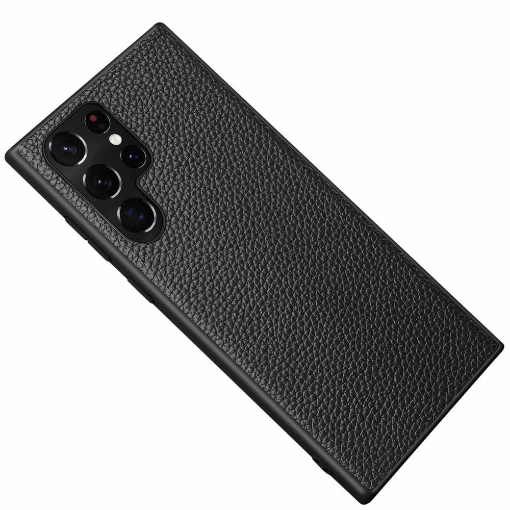 Cover ibride vera Pelle Samsung Galaxy S23 Ultra nero