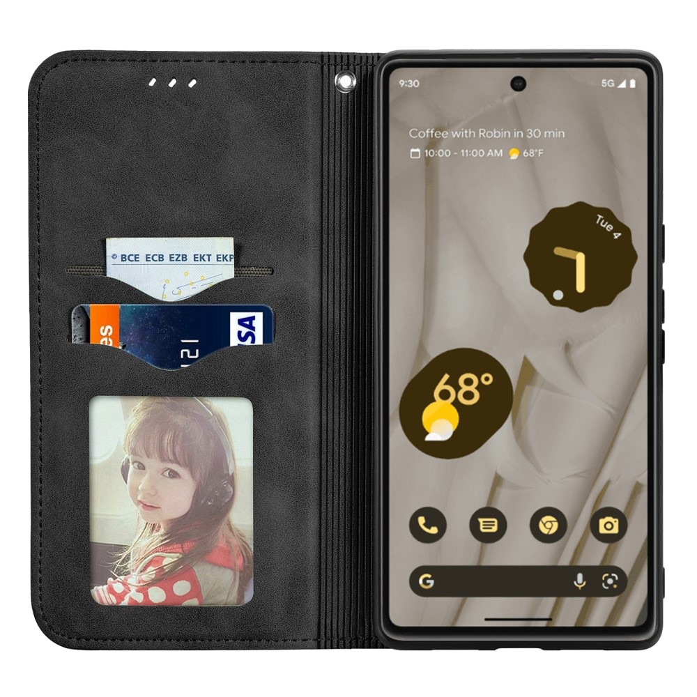Cover portafoglio sottili Google Pixel 7a nero