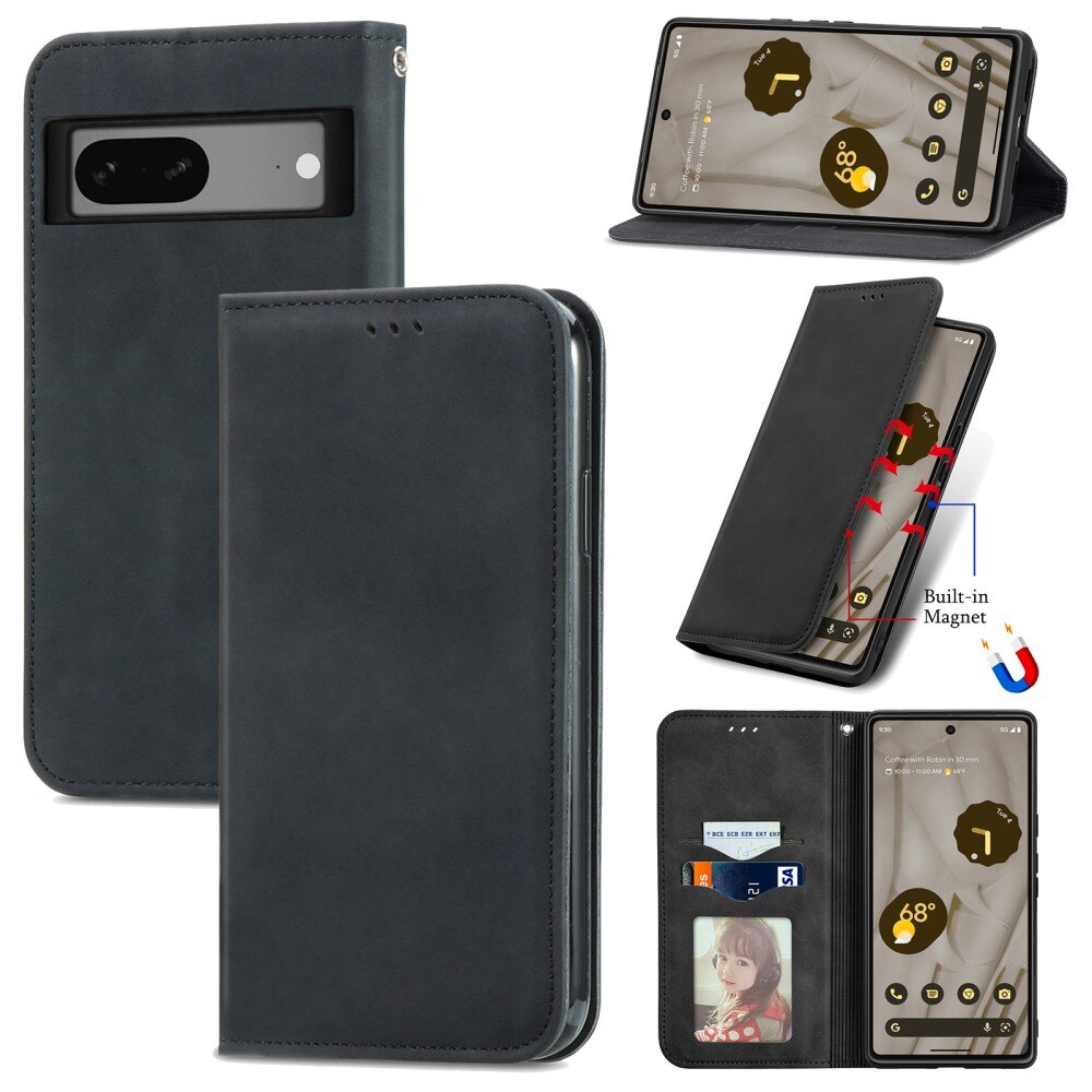 Cover portafoglio sottili Google Pixel 7a nero