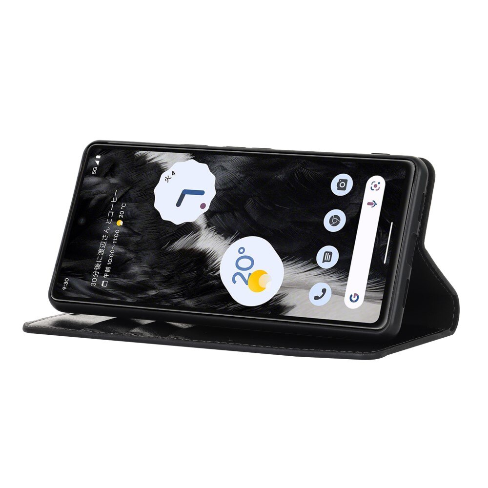Cover Portafoglio in vera pelle Google Pixel 7a Nero