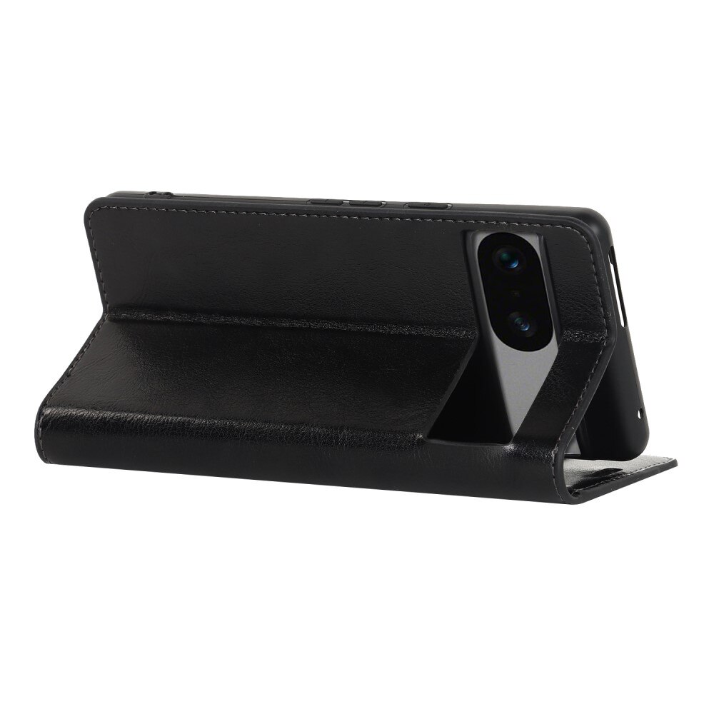 Cover Portafoglio in vera pelle Google Pixel 7a Nero