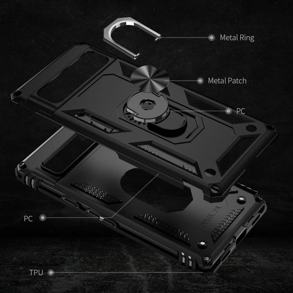 Cover ibride con anello Google Pixel 7a nero