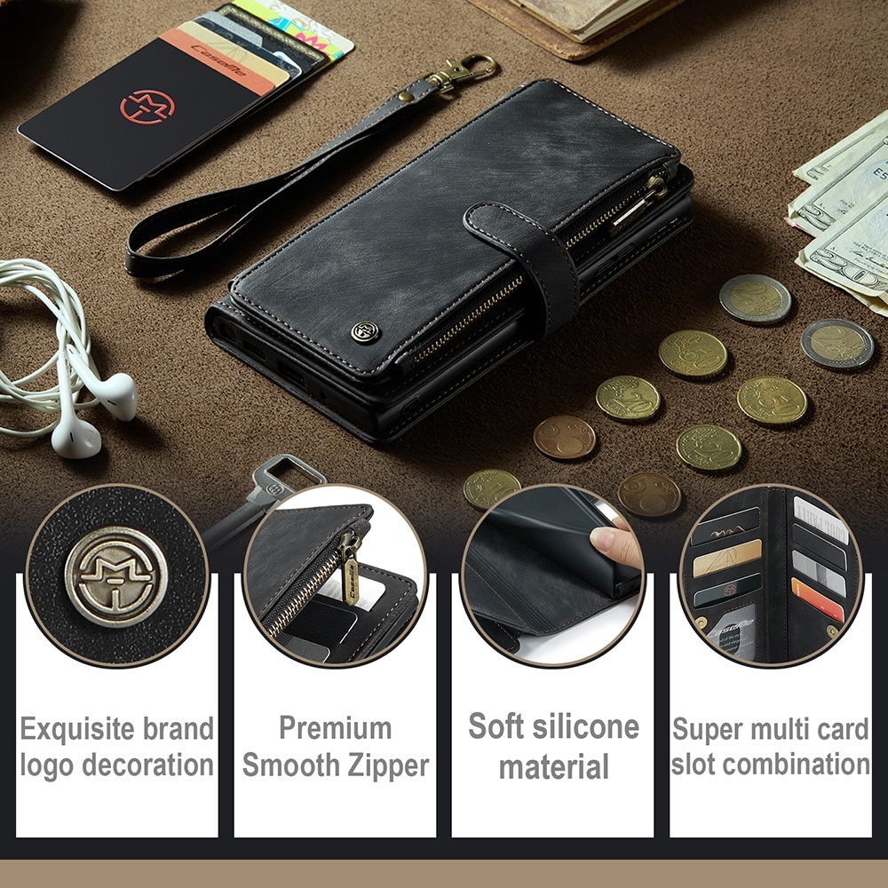 Custodie a portafoglio Zipper Samsung Galaxy A14 Nero