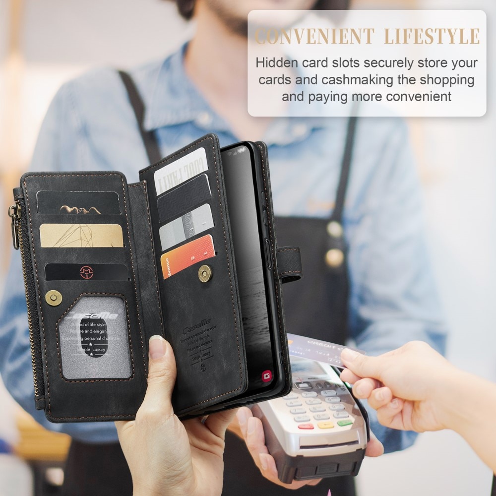 Custodie a portafoglio Zipper Samsung Galaxy A14 Nero