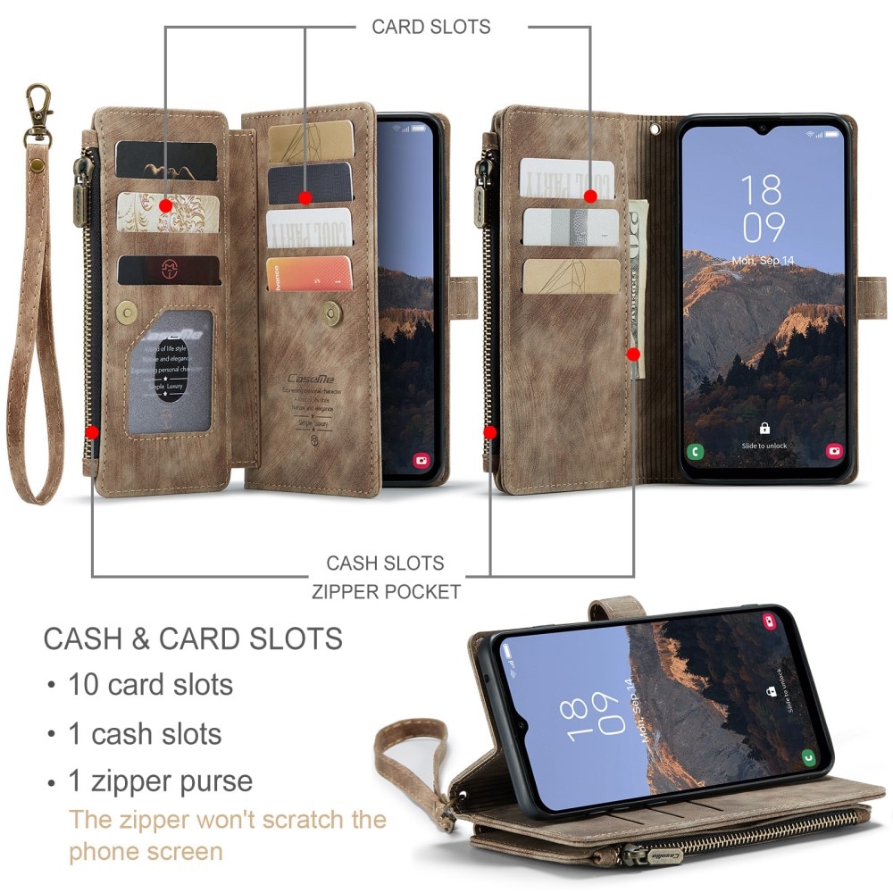 Custodie a portafoglio Zipper Samsung Galaxy A34 marrone