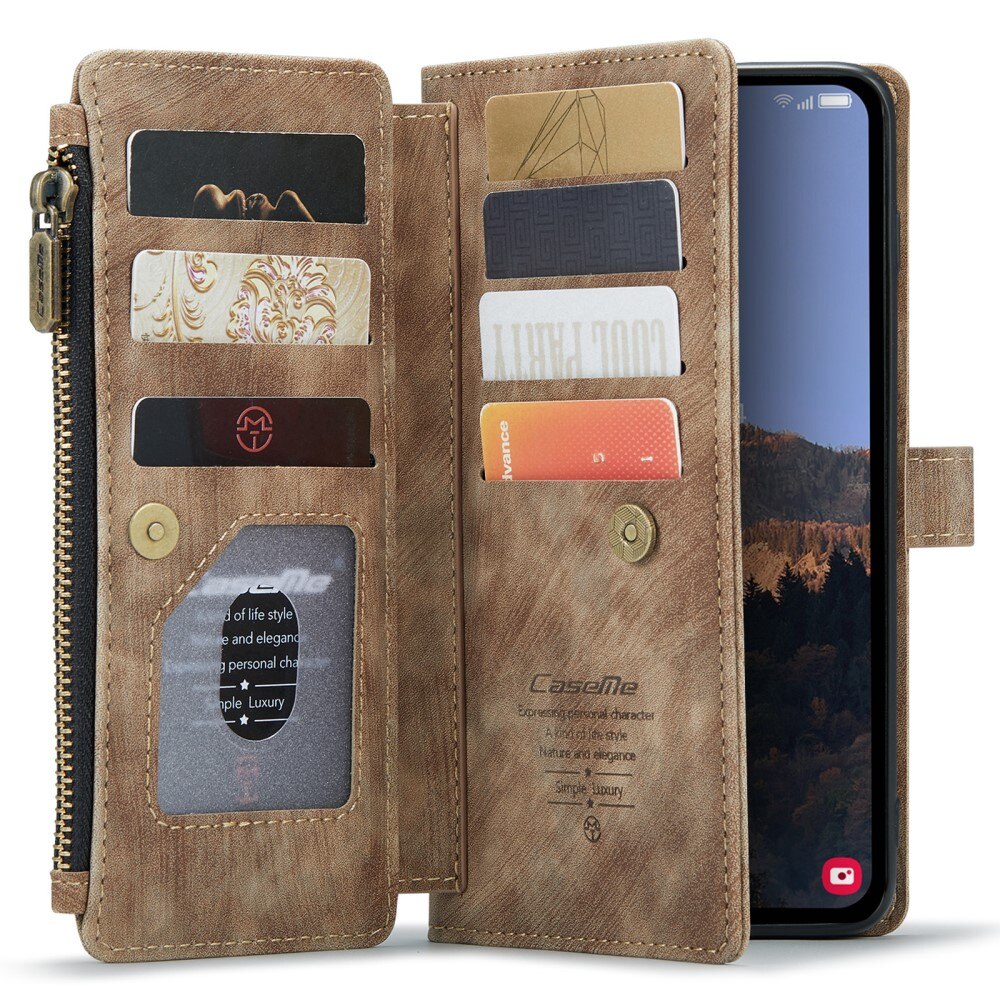 Custodie a portafoglio Zipper Samsung Galaxy A54 Marrone