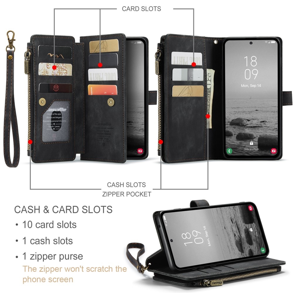 Custodie a portafoglio Zipper Samsung Galaxy A54 nero