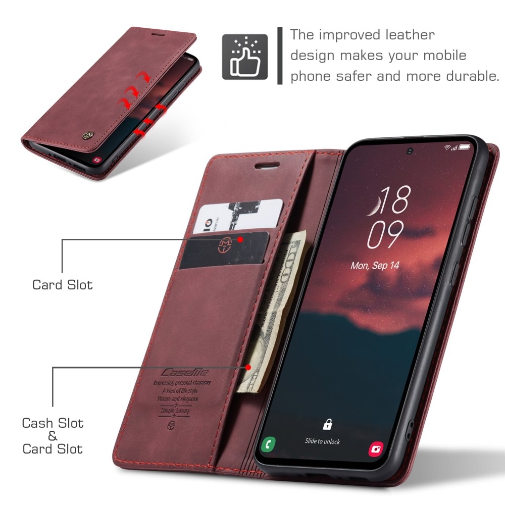 Custodie a portafoglio sottili Samsung Galaxy A54 rosso