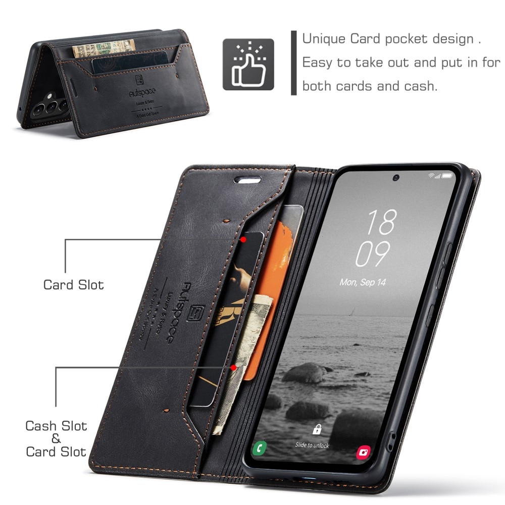 Custodia-portafoglio anti-RFID per Samsung Galaxy A54 nero