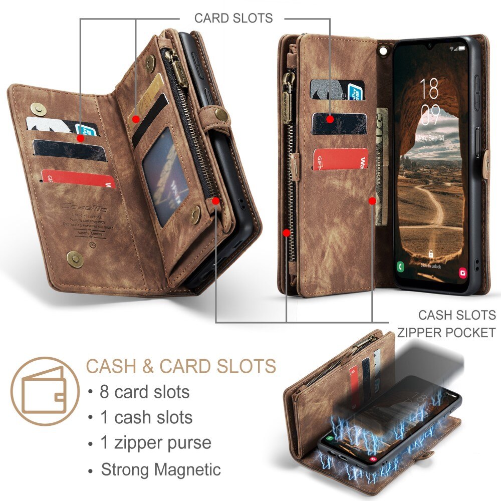 Cover portafoglio Multi-Slot Samsung Galaxy A14 Marrone