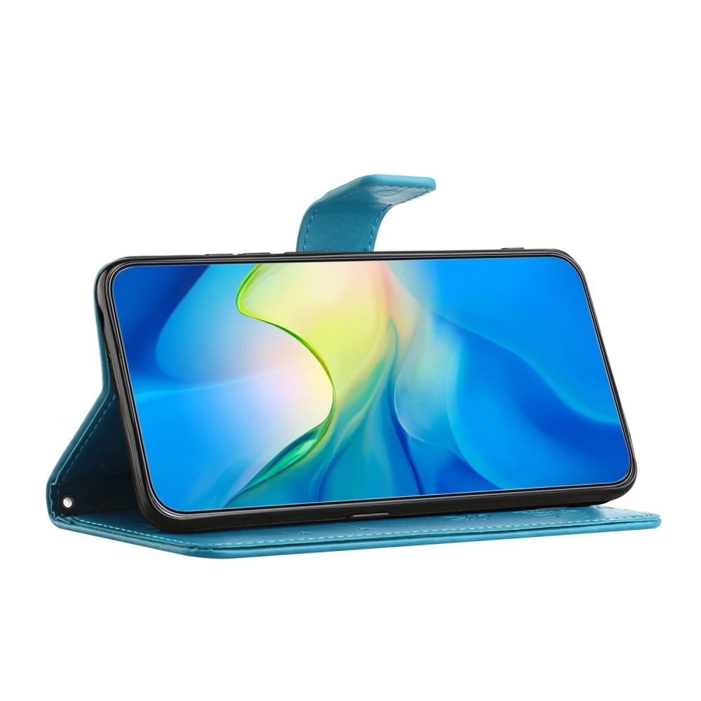 Custodia in pelle a farfalle per Motorola Moto G53, blu