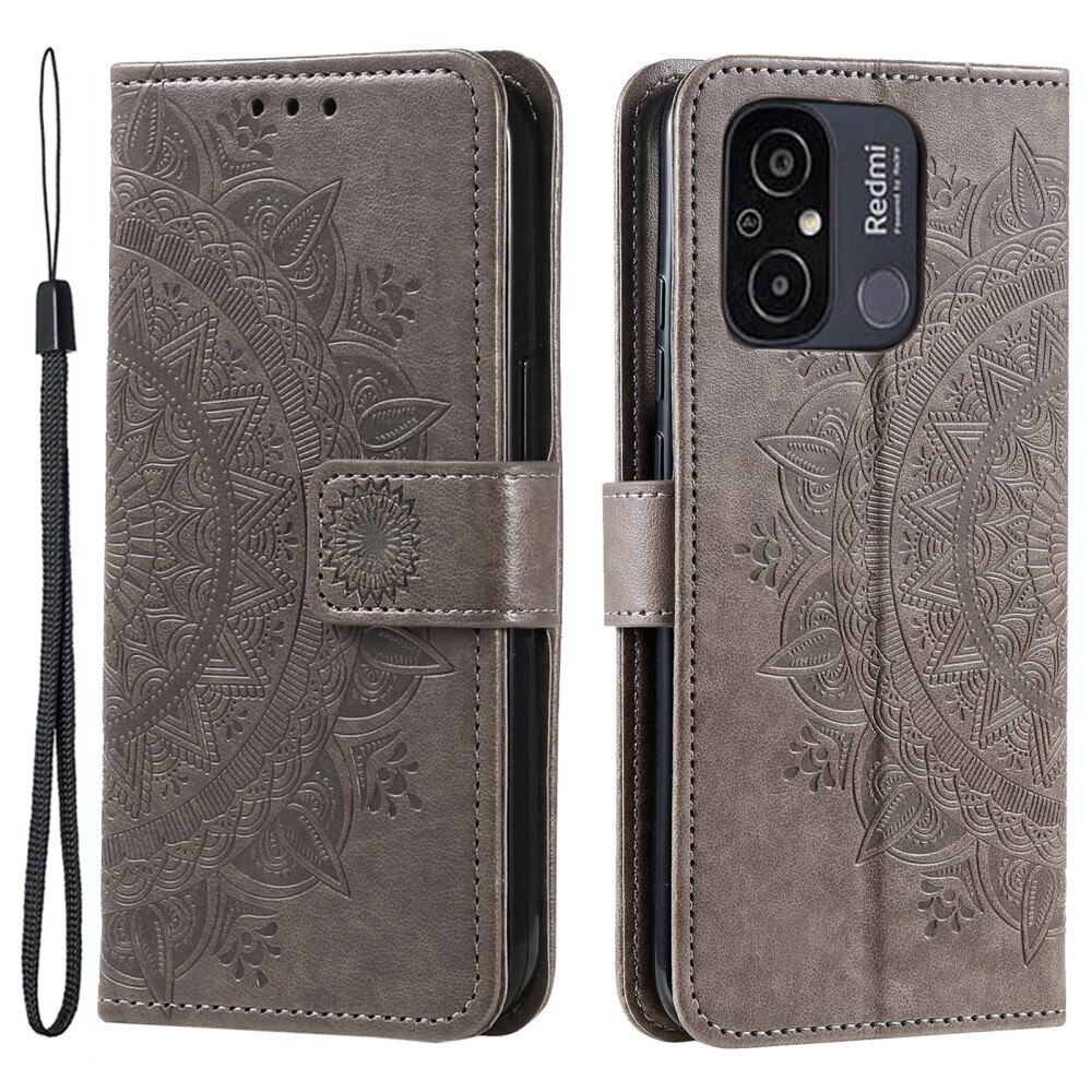 Custodia in pelle Mandala Xiaomi Redmi 12C grigio