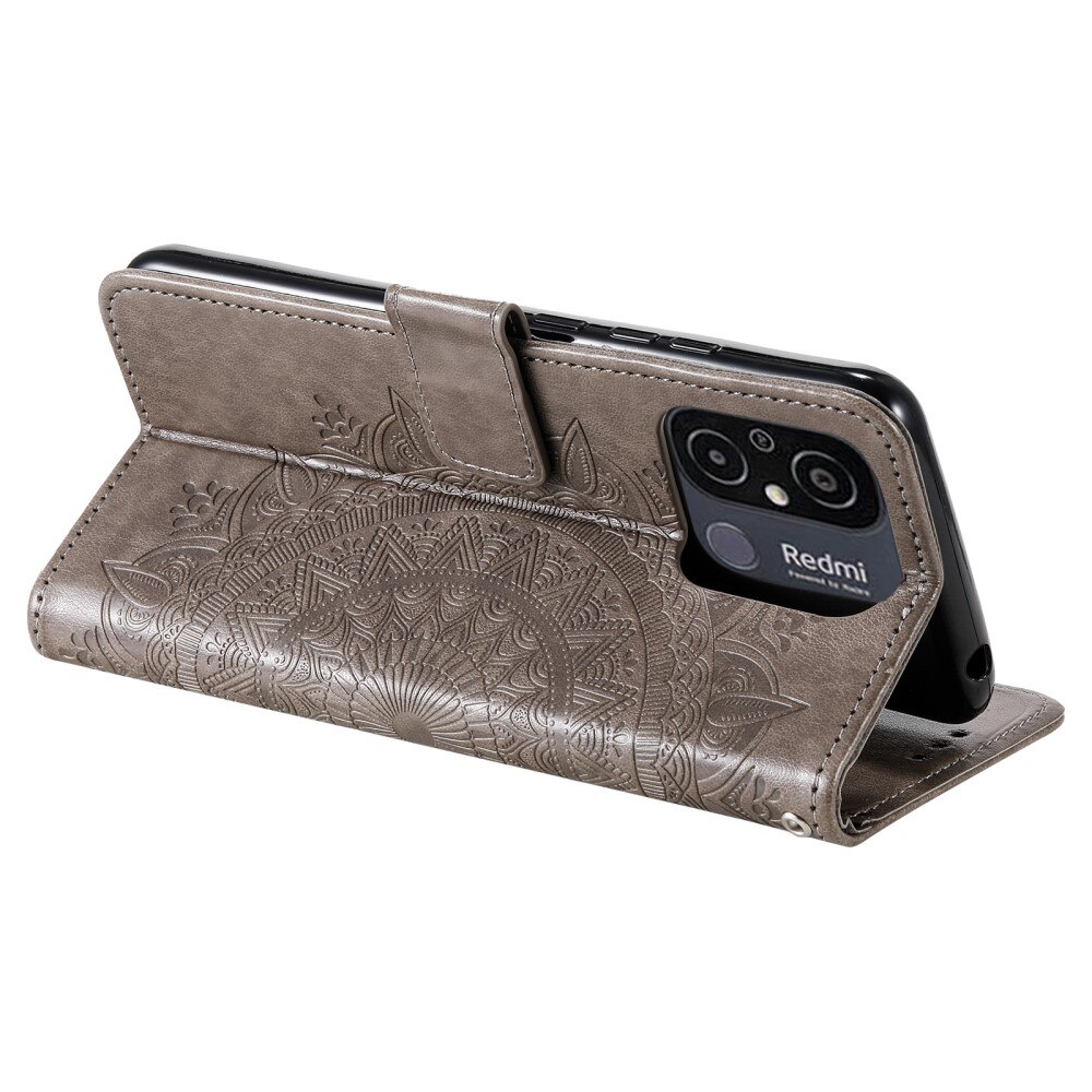 Custodia in pelle Mandala Xiaomi Redmi 12C grigio