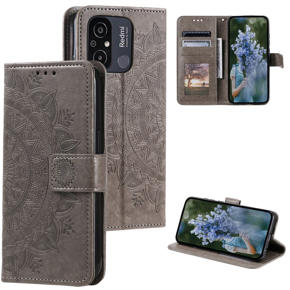 Custodia in pelle Mandala Xiaomi Redmi 12C grigio