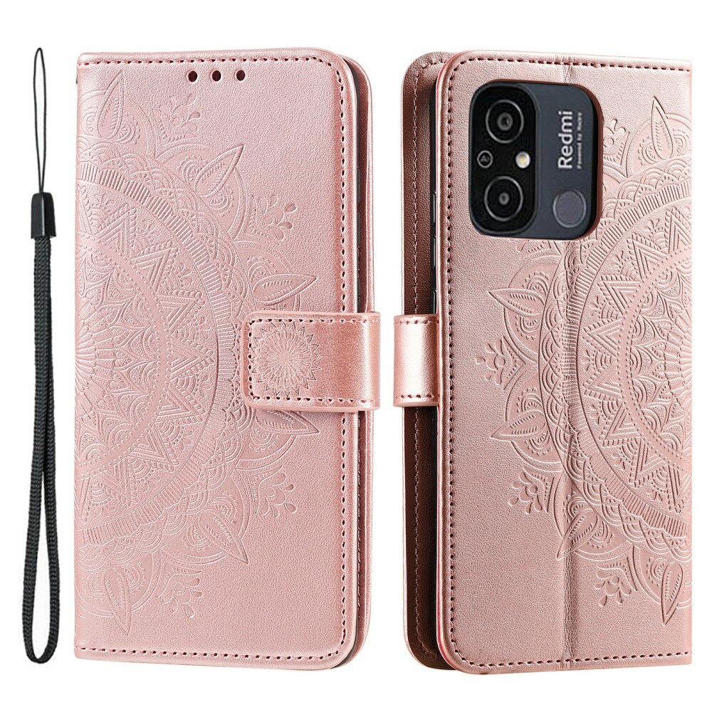 Custodia in pelle Mandala Xiaomi Redmi 12C oro rosa