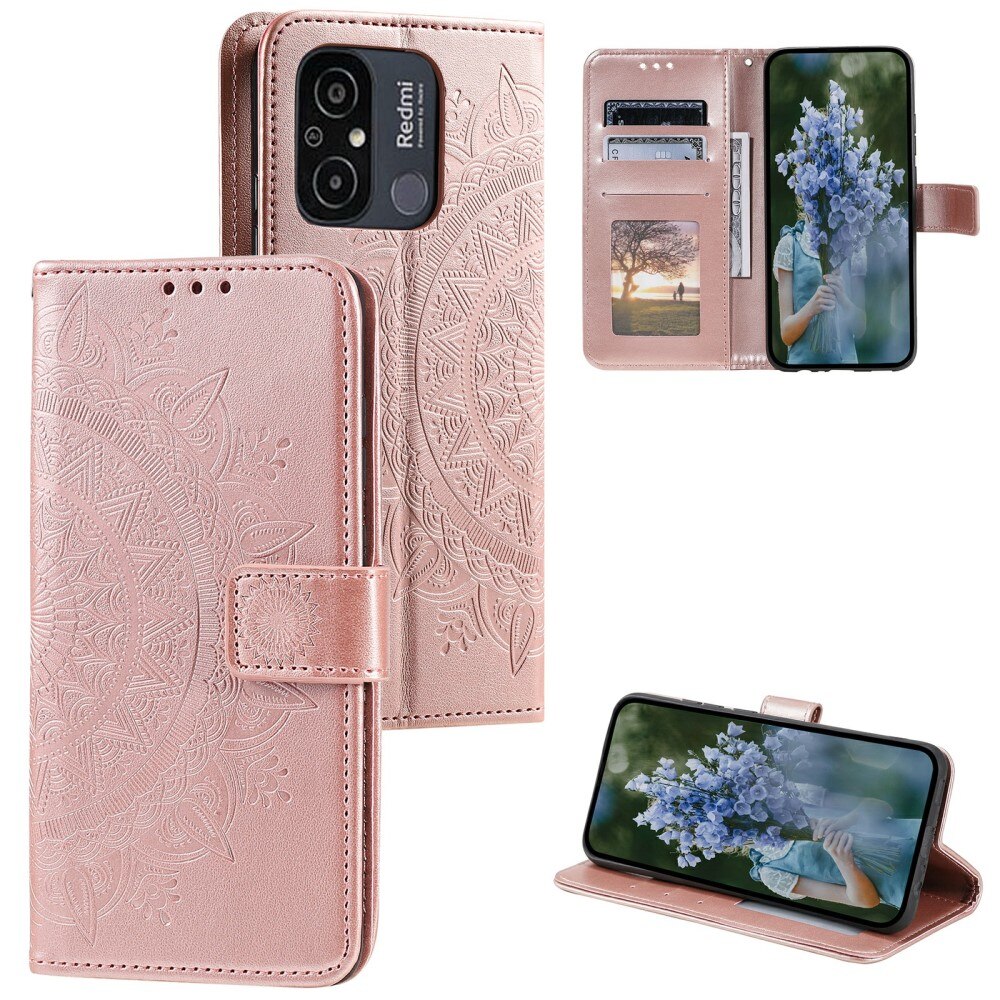 Custodia in pelle Mandala Xiaomi Redmi 12C oro rosa