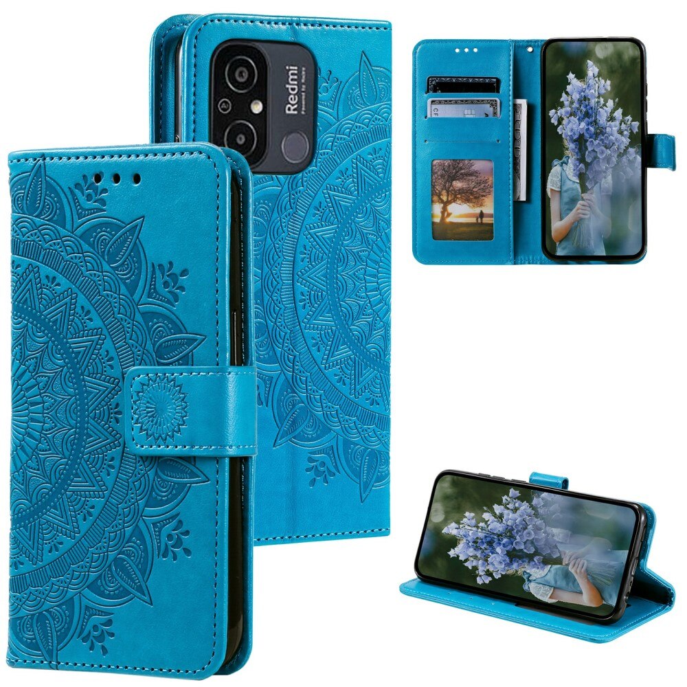 Custodia in pelle Mandala Xiaomi Redmi 12C blu