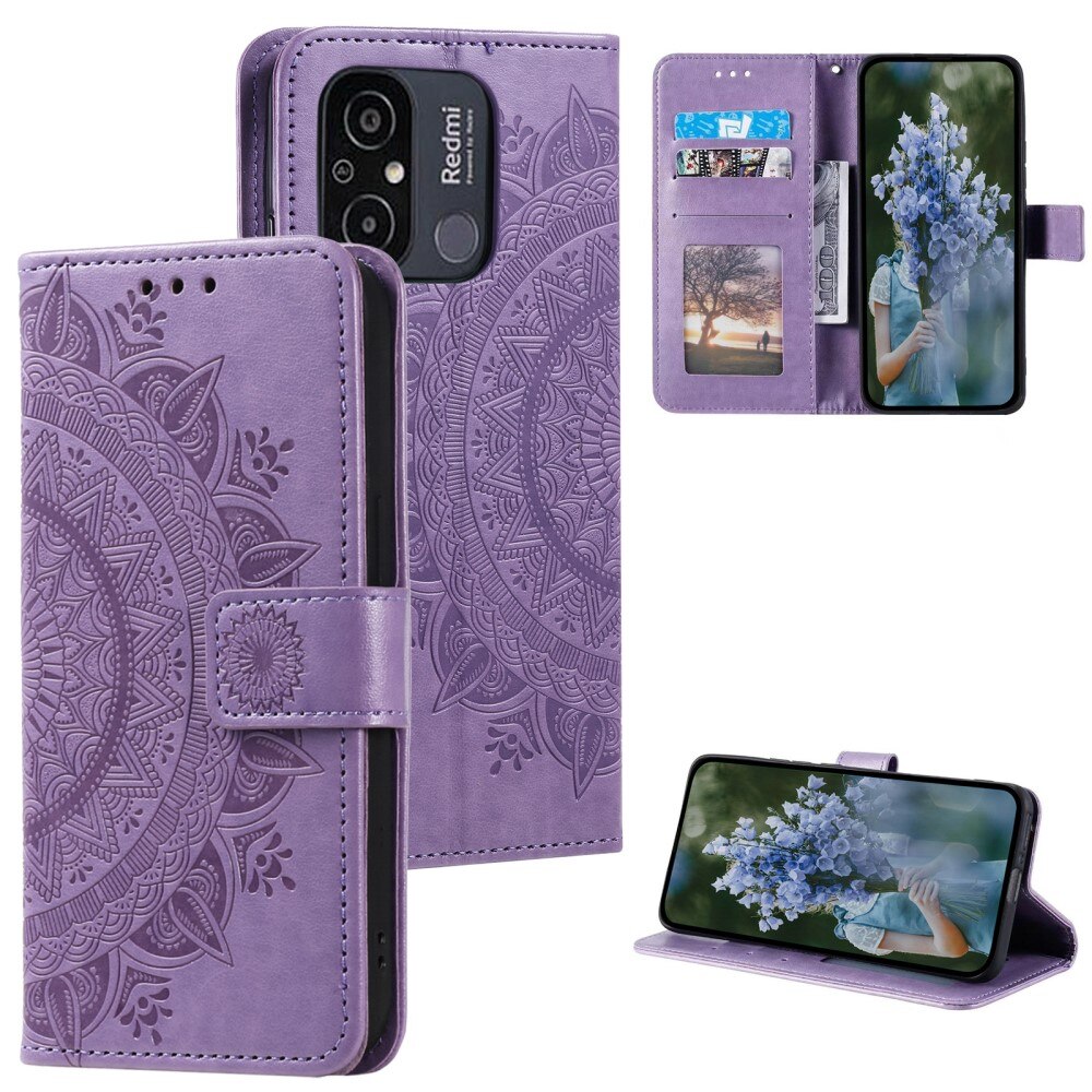 Custodia in pelle Mandala Xiaomi Redmi 12C viola